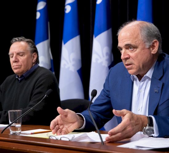 Le premier ministre François Legault et le ministre de l’Économie et de l’Innovation Pierre Fitzgibbon